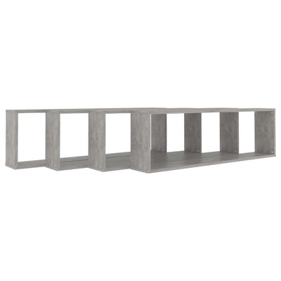 Kuutioseinähyllyt 4 kpl betoninharmaa 100x15x30 cm tekninen puu
