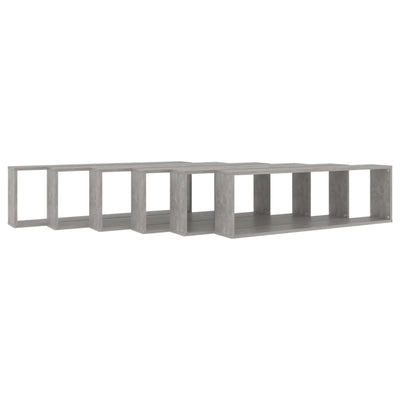 Kuutioseinähyllyt 6 kpl betoninharmaa 100x15x30 cm lastulevy