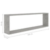 Kuutioseinähyllyt 6 kpl betoninharmaa 100x15x30 cm lastulevy