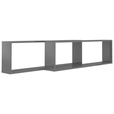 Kuutioseinähyllyt 2 kpl korkeak. harmaa 100x15x30 cm lastulevy