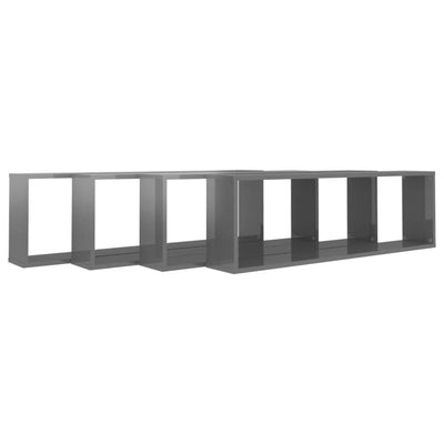 Kuutioseinähyllyt 4 kpl korkeak. harmaa 100x15x30 cm lastulevy