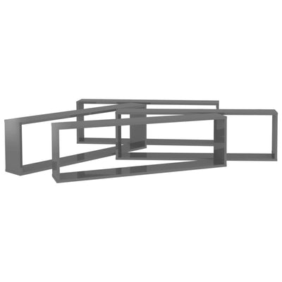 Kuutioseinähyllyt 4 kpl korkeak. harmaa 100x15x30 cm lastulevy