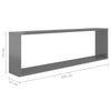 Kuutioseinähyllyt 4 kpl korkeak. harmaa 100x15x30 cm lastulevy