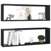 Kuutioseinähyllyt 2 kpl musta 80x15x26,5 cm lastulevy