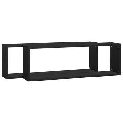 Kuutioseinähyllyt 2 kpl musta 80x15x26,5 cm lastulevy