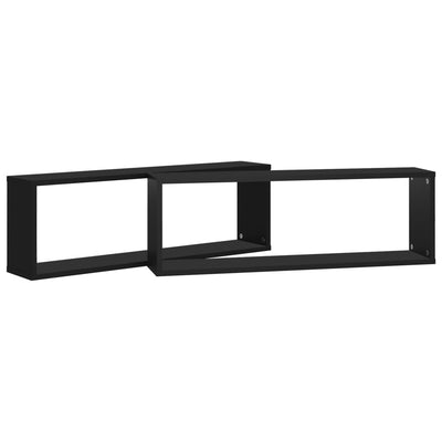 Kuutioseinähyllyt 2 kpl musta 80x15x26,5 cm lastulevy