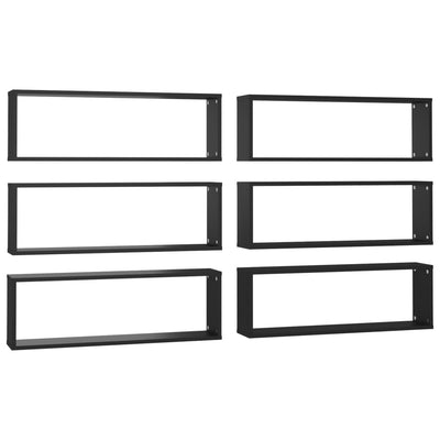 Kuutioseinähyllyt 6 kpl musta 80x15x26,5 cm lastulevy