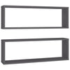 Kuutioseinähyllyt 2 kpl harmaa 80x15x26,5 cm lastulevy