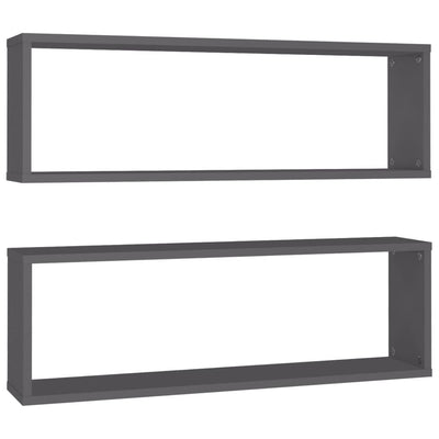Kuutioseinähyllyt 2 kpl harmaa 80x15x26,5 cm lastulevy