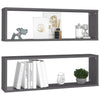 Kuutioseinähyllyt 2 kpl harmaa 80x15x26,5 cm lastulevy