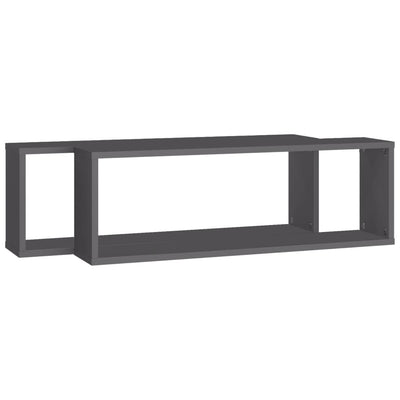 Kuutioseinähyllyt 2 kpl harmaa 80x15x26,5 cm lastulevy