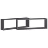 Kuutioseinähyllyt 2 kpl harmaa 80x15x26,5 cm lastulevy