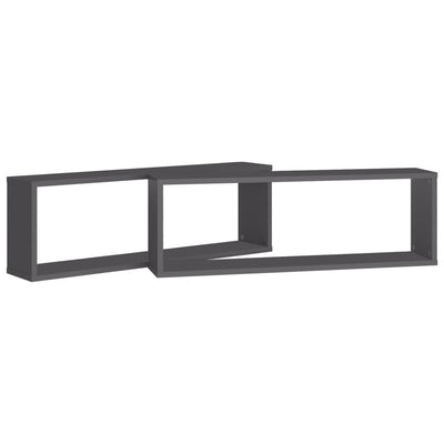 Kuutioseinähyllyt 2 kpl harmaa 80x15x26,5 cm lastulevy