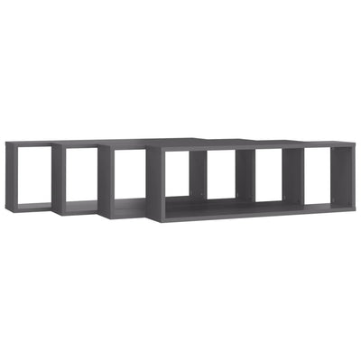 Kuutioseinähyllyt 4 kpl harmaa 80x15x26,5 cm lastulevy