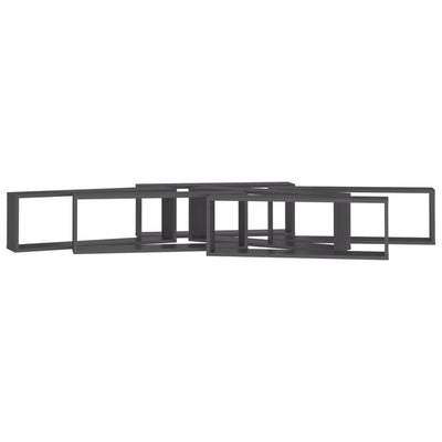 Kuutioseinähyllyt 6 kpl harmaa 80x15x26,5 cm lastulevy