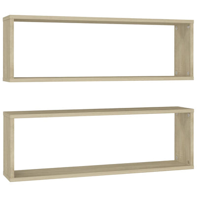 Kuutioseinähyllyt 2 kpl Sonoma-tammi 80x15x26,5 cm tekninen puu