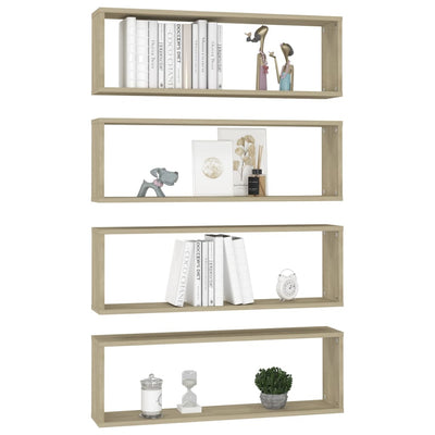 Kuutioseinähyllyt 4 kpl Sonoma-tammi 80x15x26,5 cm lastulevy
