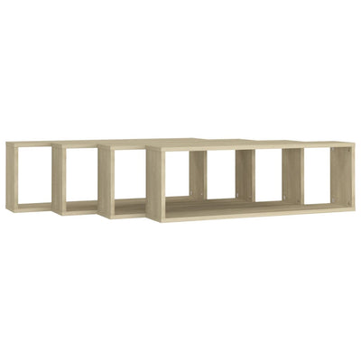 Kuutioseinähyllyt 4 kpl Sonoma-tammi 80x15x26,5 cm lastulevy