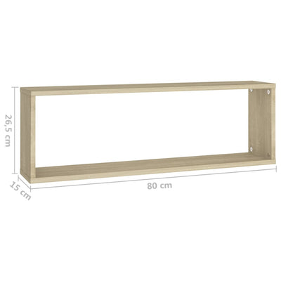 Kuutioseinähyllyt 4 kpl Sonoma-tammi 80x15x26,5 cm lastulevy