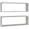Kuutioseinähyllyt 2 kpl harmaa 80x15x26,5 cm tekninen puu