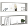 Kuutioseinähyllyt 2 kpl harmaa 80x15x26,5 cm tekninen puu