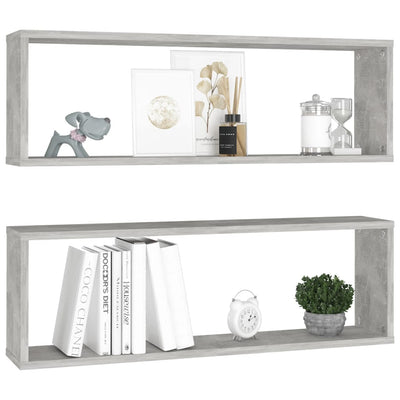 Kuutioseinähyllyt 2 kpl harmaa 80x15x26,5 cm tekninen puu
