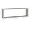 Kuutioseinähyllyt 2 kpl harmaa 80x15x26,5 cm tekninen puu