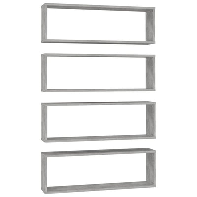 Kuutioseinähyllyt 4 kpl harmaa 80x15x26,5 cm tekninen puu