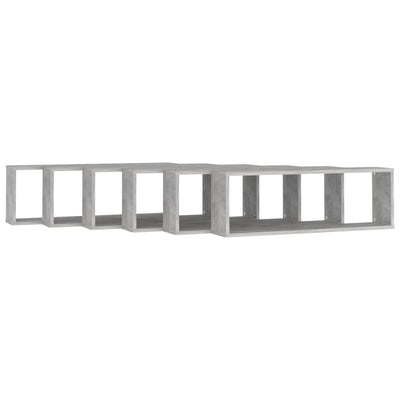 Kuutioseinähyllyt 6 kpl betoninharmaa 80x15x26,5 cm lastulevy