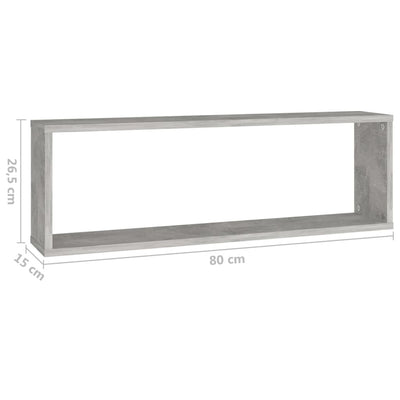Kuutioseinähyllyt 6 kpl betoninharmaa 80x15x26,5 cm lastulevy