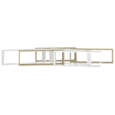 Kuutioseinähyllyt 6 kpl valk. ja tammi 80x15x26,5 cm lastulevy