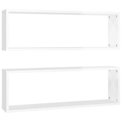 Kuutioseinähyllyt 2 kpl korkeak. valk. 80x15x26,5 cm lastulevy