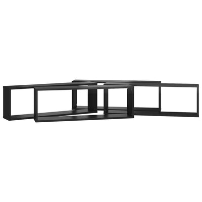 Kuutioseinähyllyt 4 kpl korkeak. musta 80x15x26,5 cm lastulevy