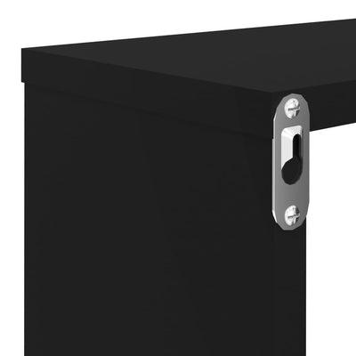 Kuutioseinähyllyt 6 kpl korkeak. musta 80x15x26,5 cm lastulevy