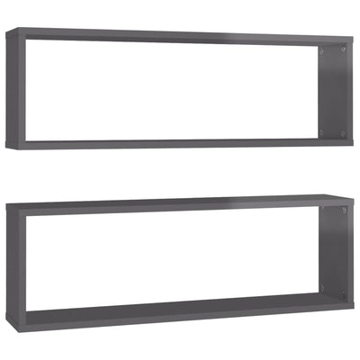 Kuutioseinähyllyt 2 kpl korkeak. harmaa 80x15x26,5 cm lastulevy
