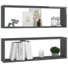 Kuutioseinähyllyt 2 kpl korkeak. harmaa 80x15x26,5 cm lastulevy