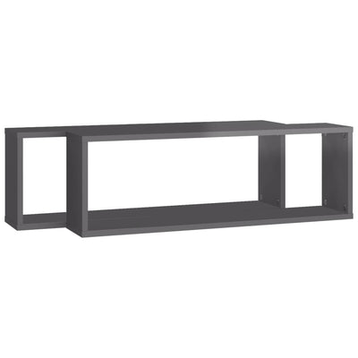 Kuutioseinähyllyt 2 kpl korkeak. harmaa 80x15x26,5 cm lastulevy