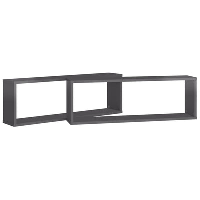 Kuutioseinähyllyt 2 kpl korkeak. harmaa 80x15x26,5 cm lastulevy