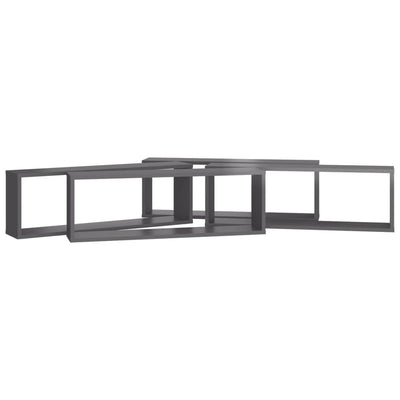 Kuutioseinähyllyt 4 kpl korkeak. harmaa 80x15x26,5 cm lastulevy