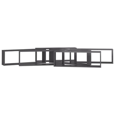 Kuutioseinähyllyt 6 kpl korkeak. harmaa 80x15x26,5 cm lastulevy