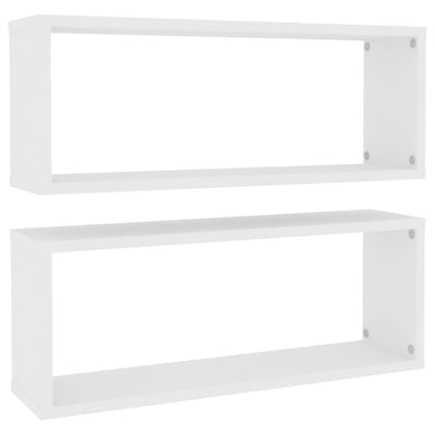 Kuutioseinähyllyt 2 kpl valkoinen 60x15x23 cm tekninen puu