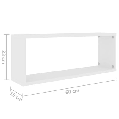 Kuutioseinähyllyt 6 kpl valkoinen 60x15x23 cm tekninen puu