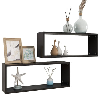Kuutioseinähyllyt 6 kpl musta 60x15x23 cm tekninen puu