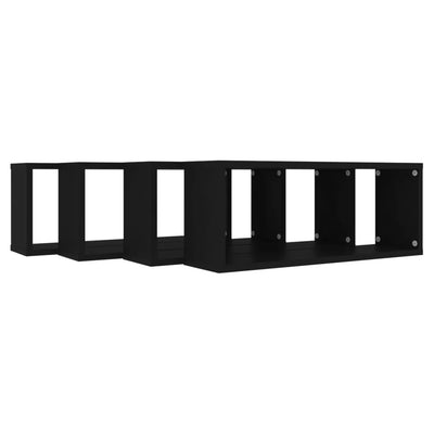 Kuutioseinähyllyt 4 kpl musta 60x15x23 cm tekninen puu