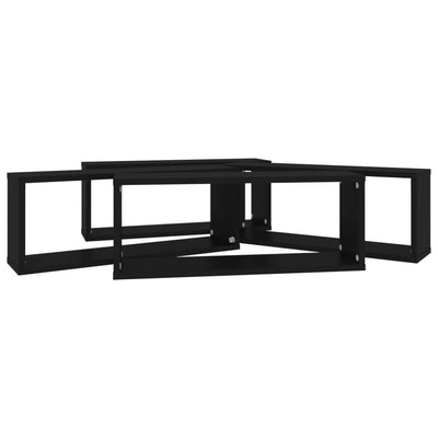 Kuutioseinähyllyt 4 kpl musta 60x15x23 cm tekninen puu