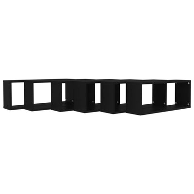 Kuutioseinähyllyt 6 kpl musta 60x15x23 cm tekninen puu