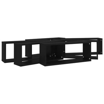 Kuutioseinähyllyt 6 kpl musta 60x15x23 cm tekninen puu