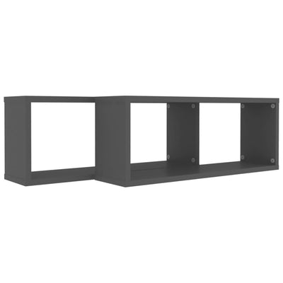 Kuutioseinähyllyt 2 kpl harmaa 60x15x23 cm tekninen puu
