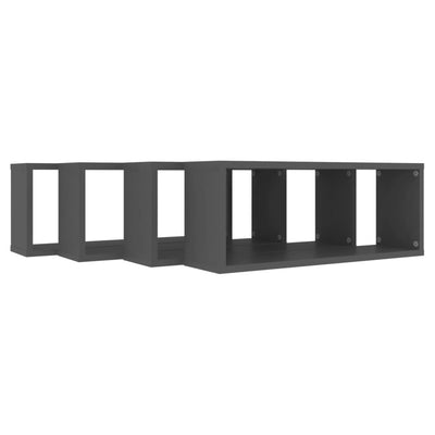Kuutioseinähyllyt 4 kpl harmaa 60x15x23 cm tekninen puu