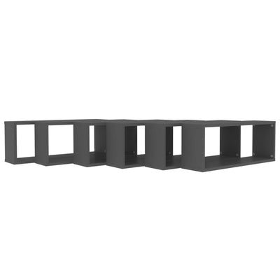 Kuutioseinähyllyt 6 kpl harmaa 60x15x23 cm tekninen puu